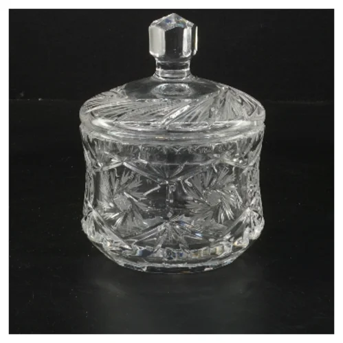 Krystal sukkerskål med låg (str. Ø 10 cm)