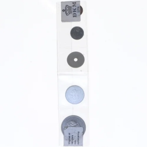 Danske mønter i plastiklommer (str. 20 cm)