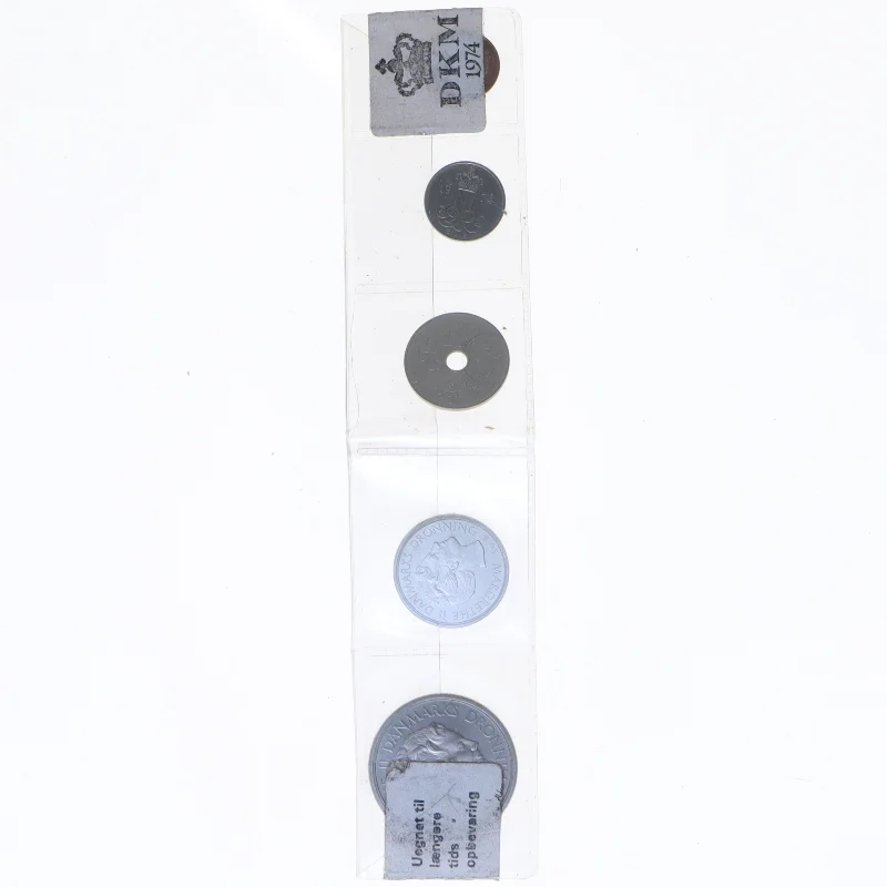 Danske mønter i plastiklommer (str. 20 cm)