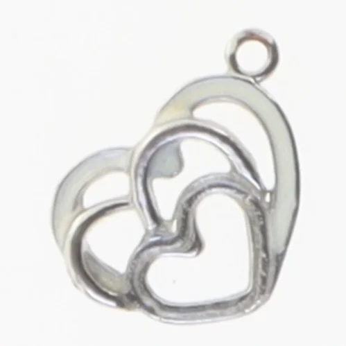 Sølvfarvet hjertevedhæng (str. 2x1,6 cm)