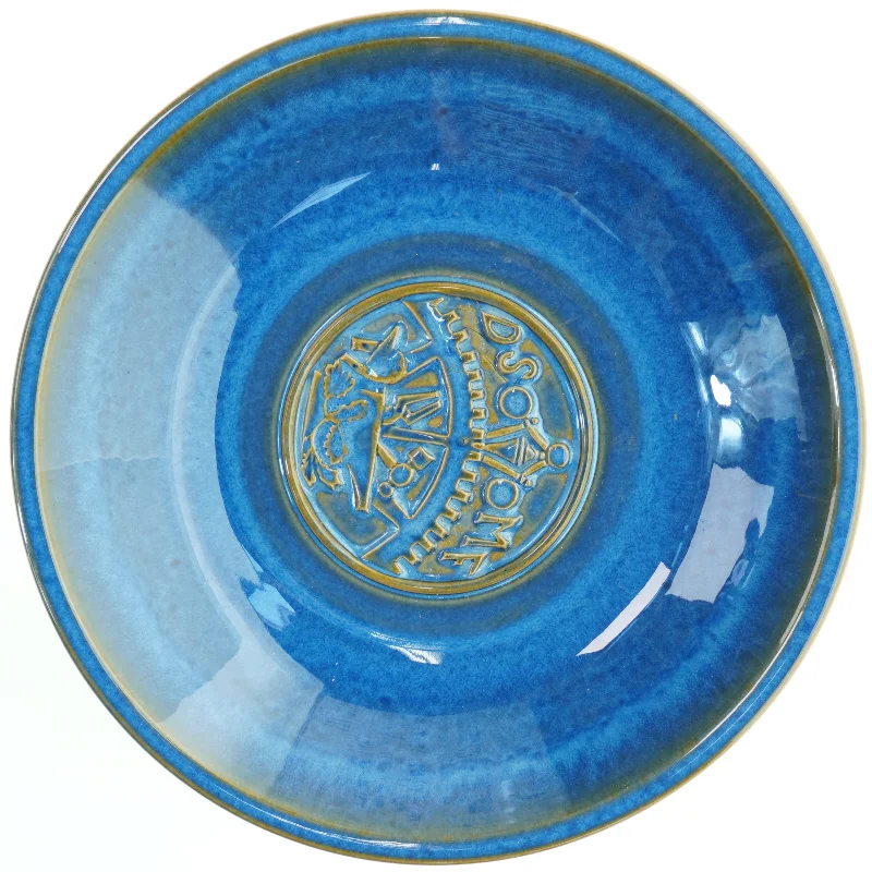 Blå keramisk skål fra Søholm (str. Ø 29 cm)