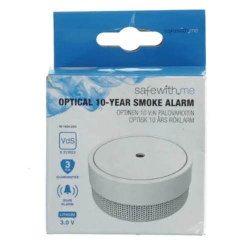 Optisk røgalarm 10-års fra Safewith.me (str. Ø 8 cm)