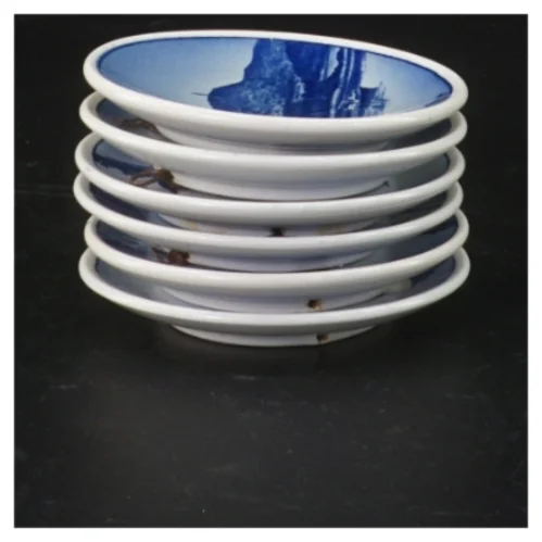 Dekorative porcelænstallerkener med danske motiver (str. Ø. 8,5 cm. 6 styk) fra Aluminia