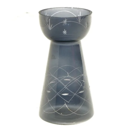 Hycintglas Glasvase med indgraveringer (str. 16 cm)