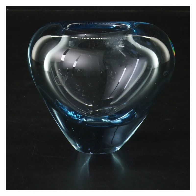 Holmegaard hjerteformet vase udført per luthen Blå glasvase (str. 9 cm)