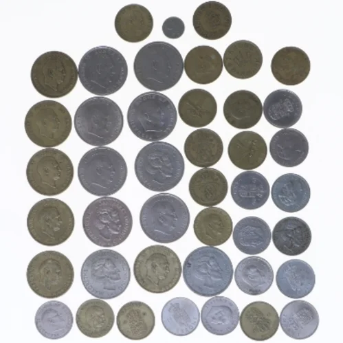 Samling af gamle danske mønter (str. 43 styk)