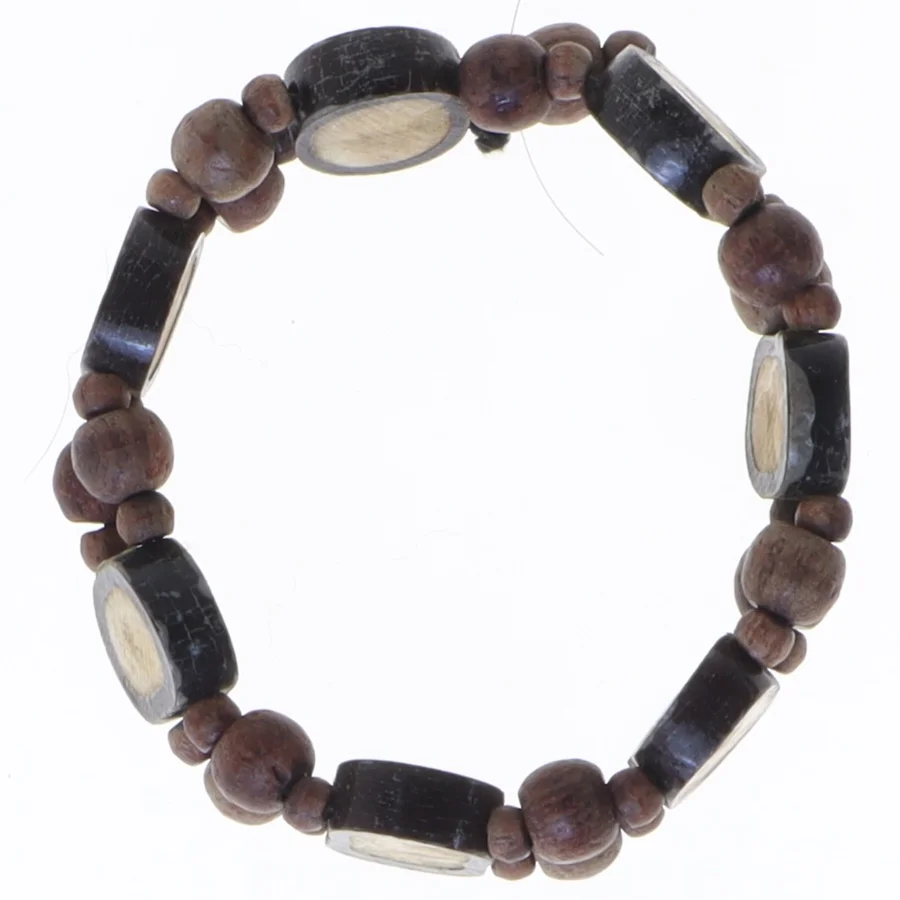 Elastisk armbånd med træperler (str. Ø 7 cm)