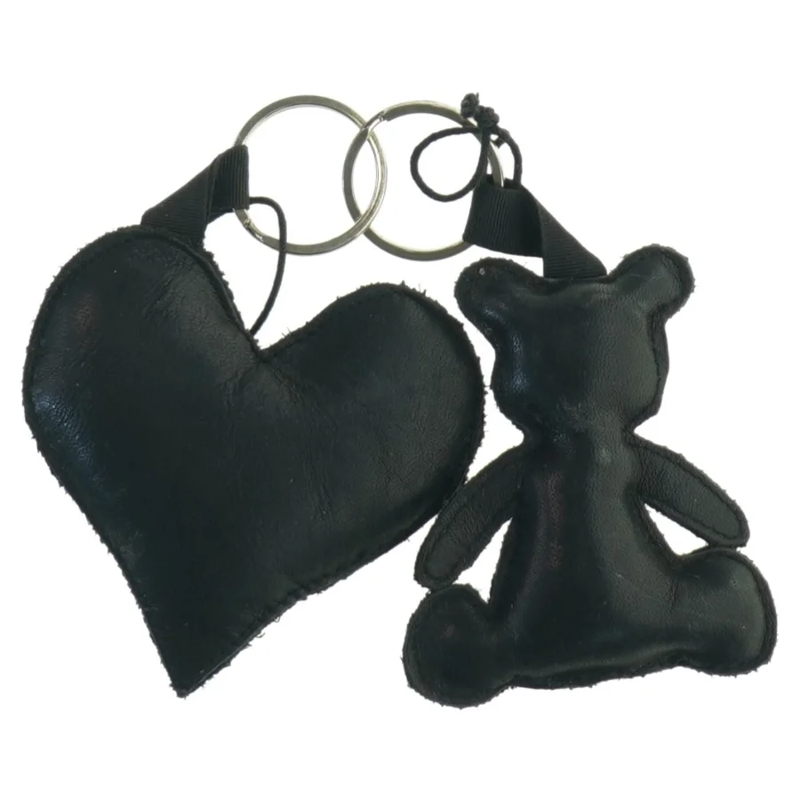 Nøgleringsæt med hjerte og bamse (str. 9 cm)