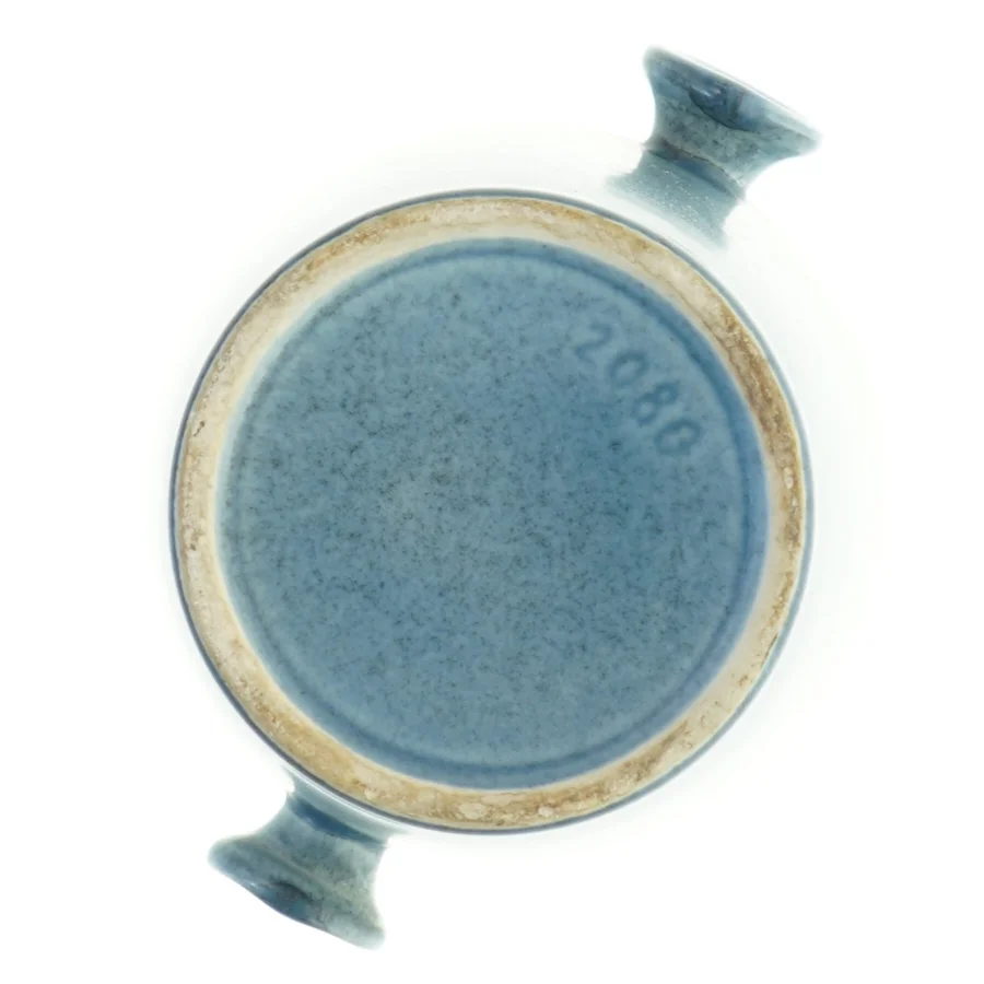 Søholm isspand i smuk blå harpeglasur ærmed ører (str. H 14 cm ø. 11 cm)