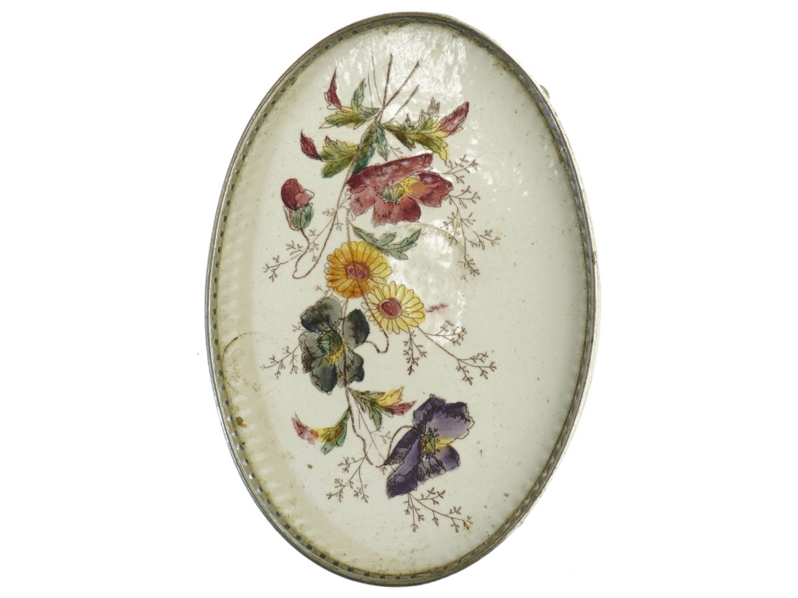 Glasfad med blomstermotiv (str. 13 cm x 19 cm)