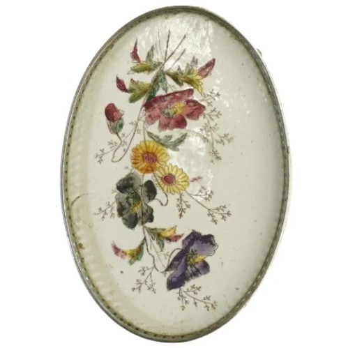 Glasfad med blomstermotiv (str. 13 cm x 19 cm)