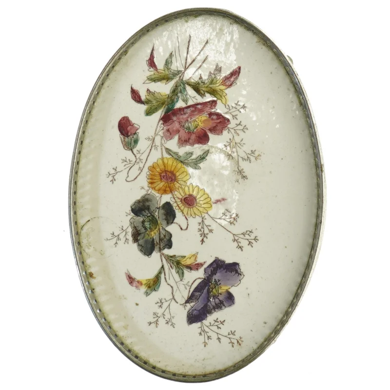 Glasfad med blomstermotiv (str. 13 cm x 19 cm)