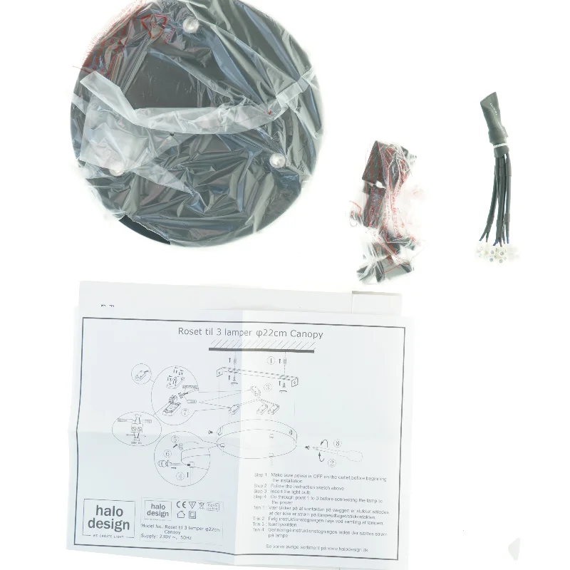 Loftrosette til 3 lamper (str. Ø. 22 cm)