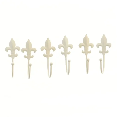 Fleur-de-lis vægkroge, sæt af 6 (str. 6 styk, 15 cm)