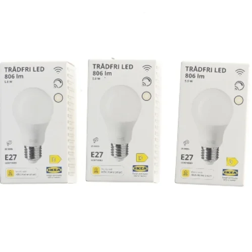 Trådfri LED pære E27 806 lm fra IKEA (str. 11 cm)