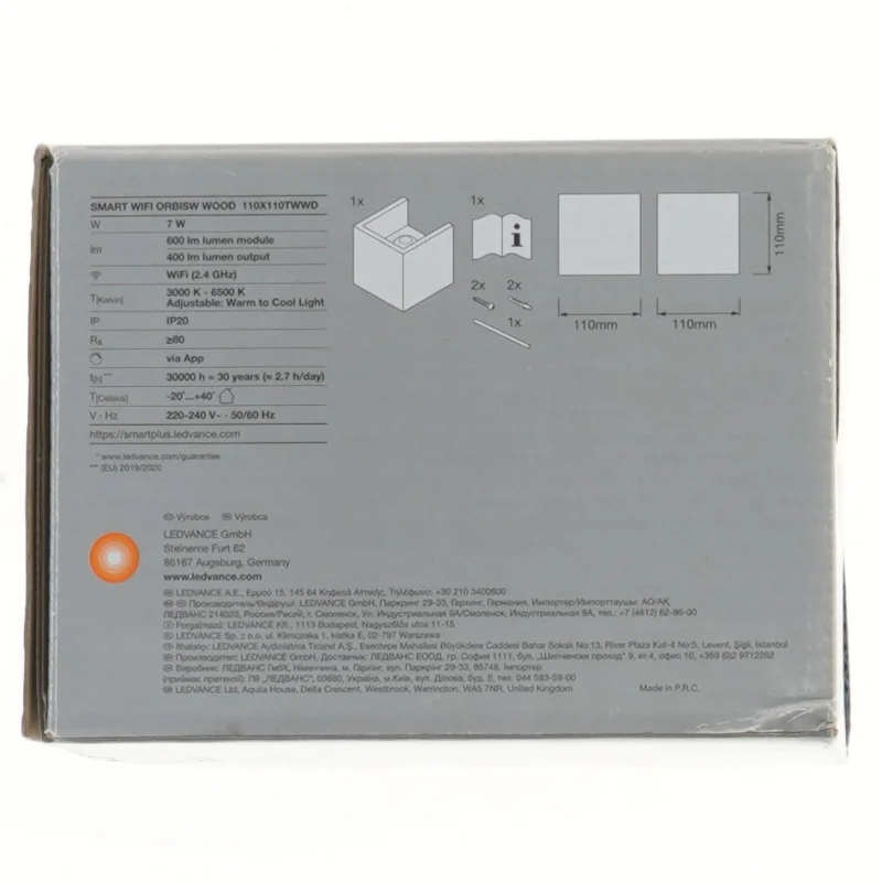 Helt ny, Smart væglampe med WiFi-teknologi fra Ledvance (str. 16x16x12 cm)