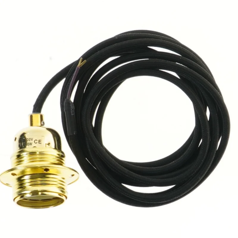 Messing fatning med ledning fra Socket De Lux (str. Ø 4 cm)