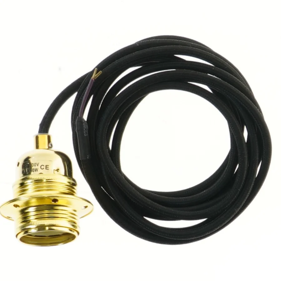 Messing fatning med ledning fra Socket De Lux (str. Ø 4 cm)