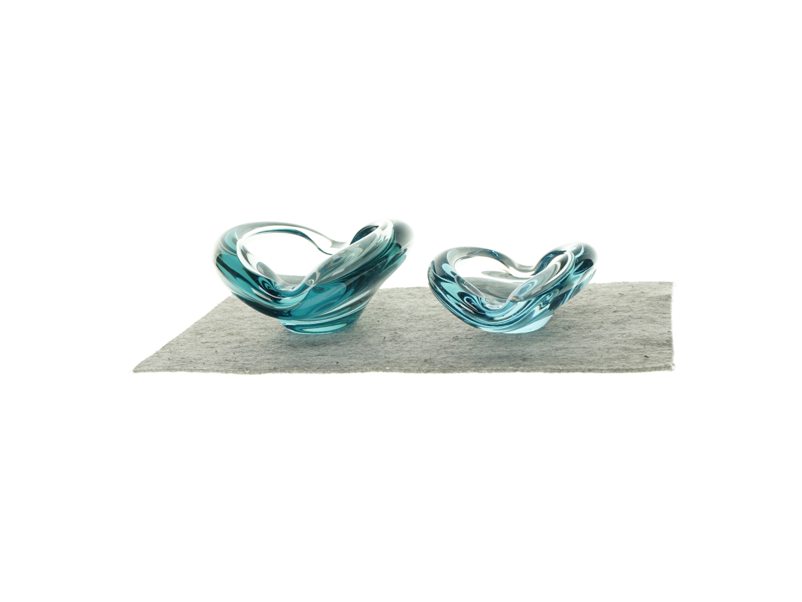 Holmegaard vintage farvet glas Glasskåle / askebægre 2 stk. (str. 10 x 20 og 7 x 16cm)