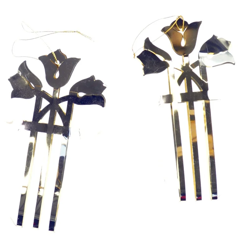 2 store liljekurve, Julepynt royal copenhagen 2 store guld liljekurve ophæng(str. 20 x 10 cm)