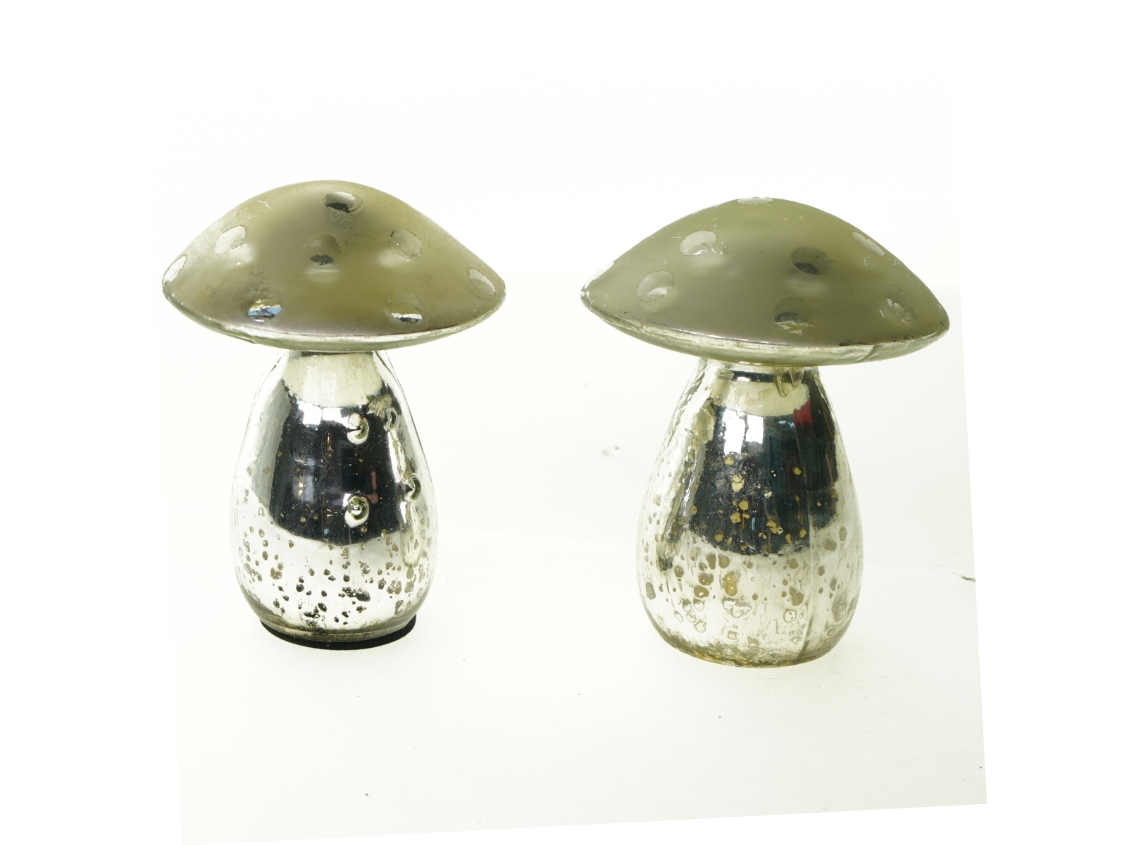 Dekoration store svampe i sølv (str. 12 x 5 cm)