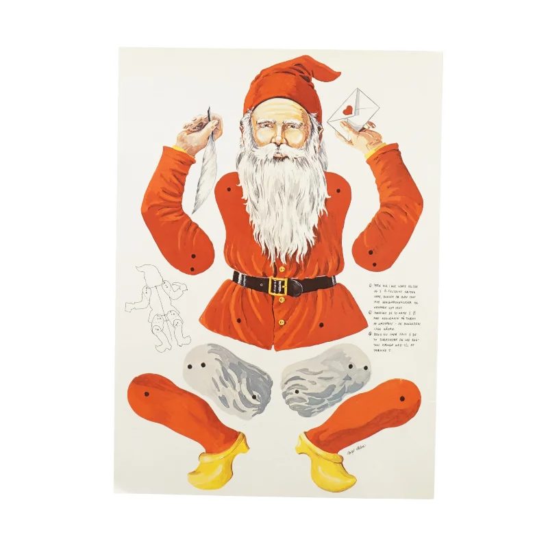 Vintage  stor ubrugt Sprællermand julemand (str. 35 x 25 cm)