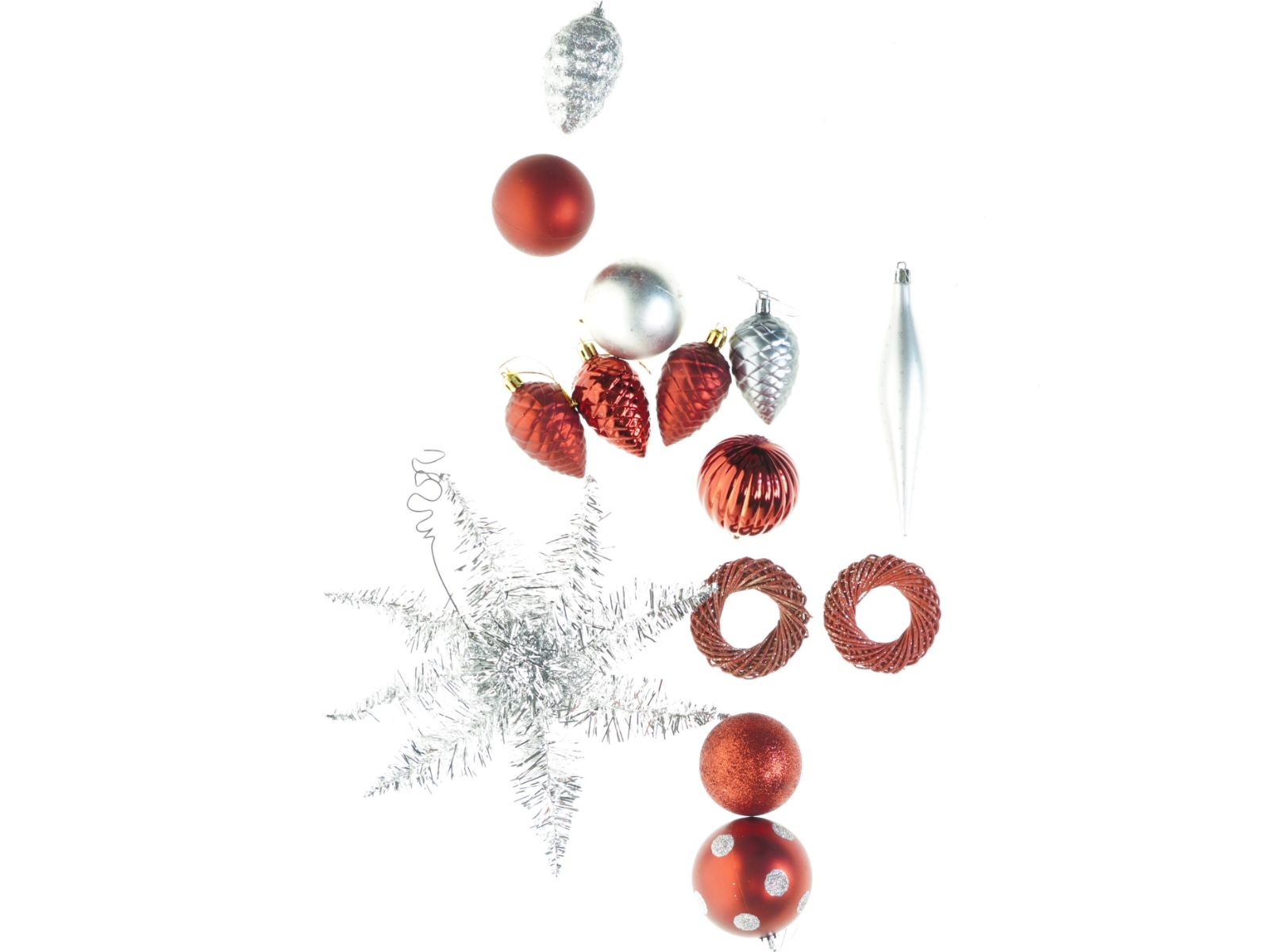 Julepynt, 14 julekugler mm (str. 20 cm)