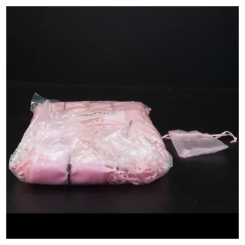 100 Små rosa smykkeposer eller risposer i chiffon (str. 8,5 x 6,5 cm)