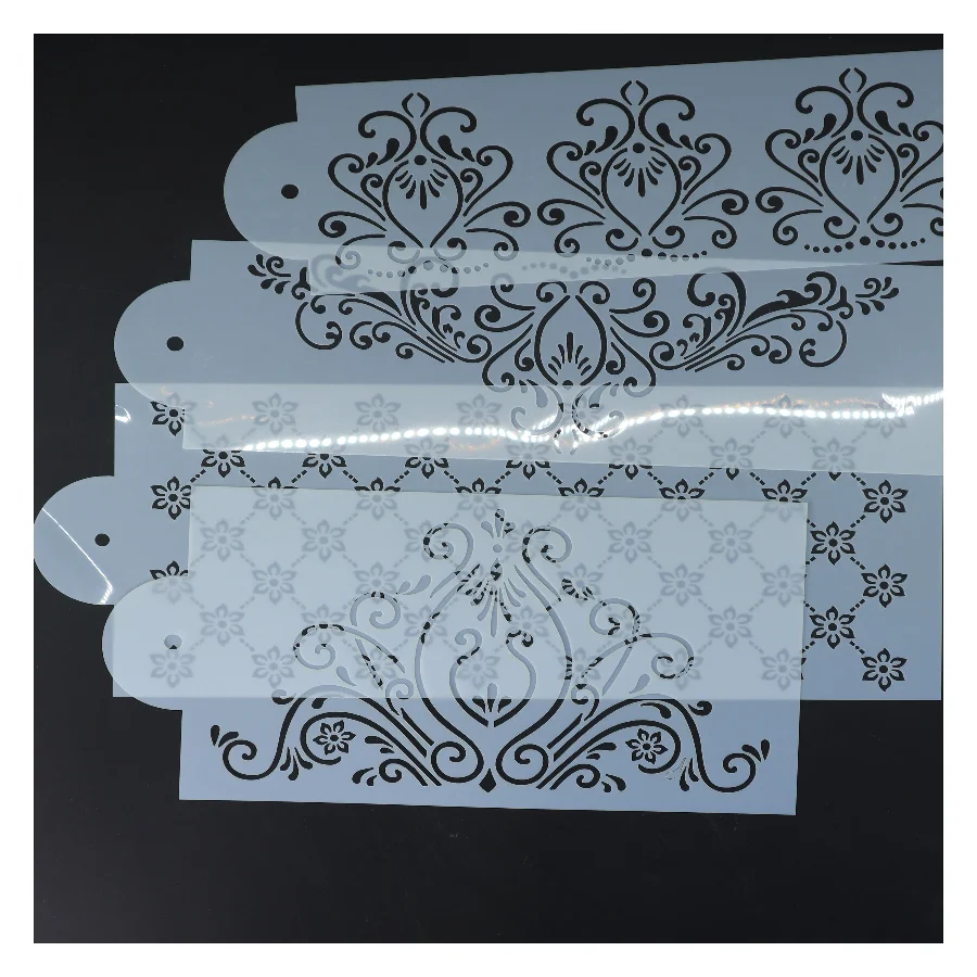 Dekorationsskabeloner til kagepyntning med ornamentmønster 35x15 cm (str. 35x15 cm)