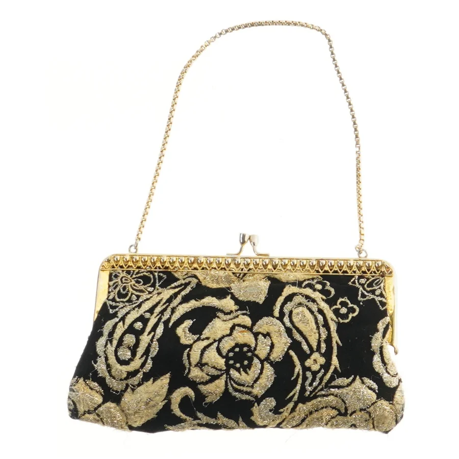 Vintage fra 60erne Clutch med guldmønster (str. 18x10 cm)