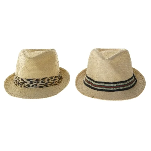 Sæt af to stråhatte med bånd (str. str 58 Ø 23 cm)