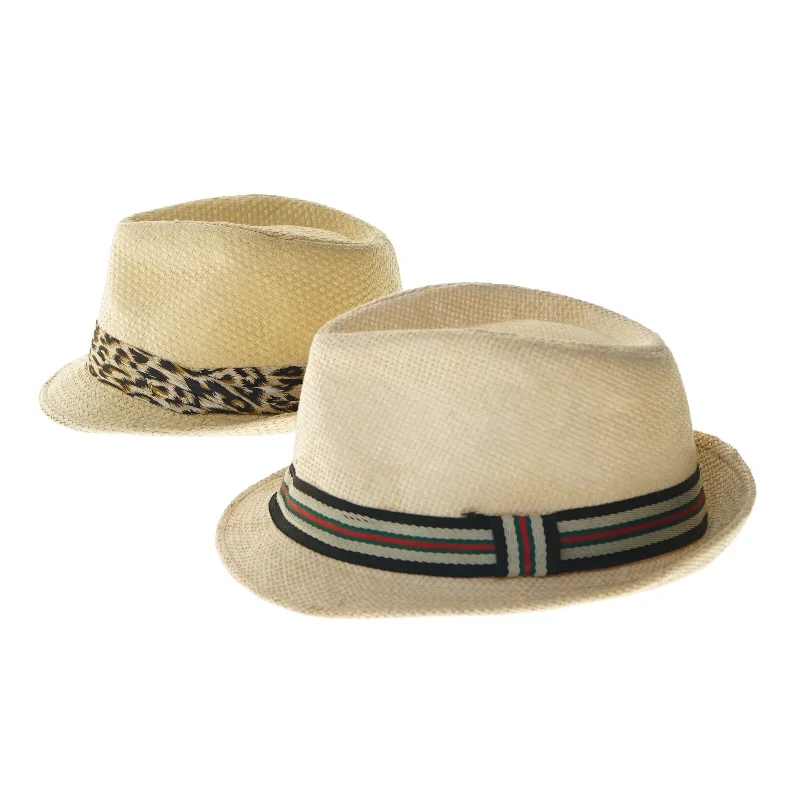 Sæt af to stråhatte med bånd (str. str 58 Ø 23 cm)