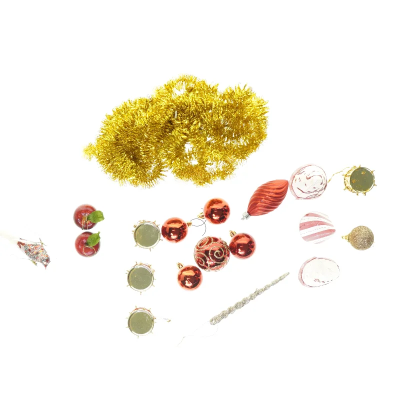 Vintage smukt blandet  Julepynt 19 stk, julekugler mm (str. 23 x 18 cm)