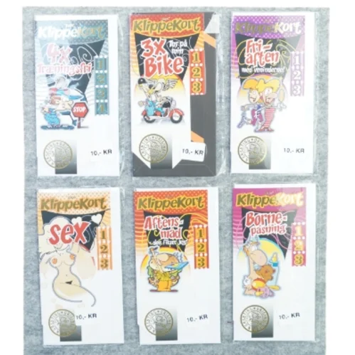 nye lykønskningskort, Sjove klippekort (str. 21 x 11 cm)