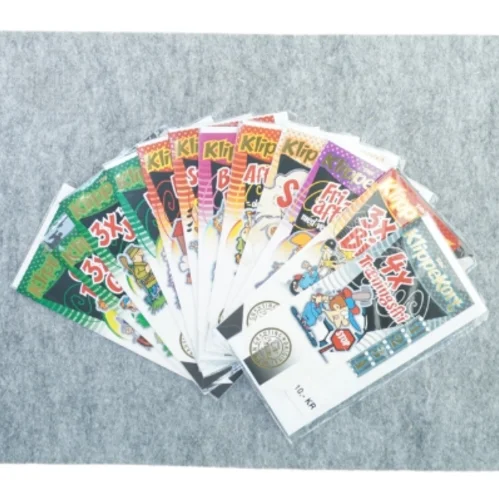 nye lykønskningskort, Sjove klippekort (str. 21 x 11 cm)