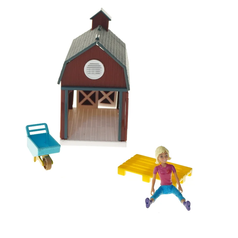 Lege sæt med stald og figurer (str. 17x11 cm)