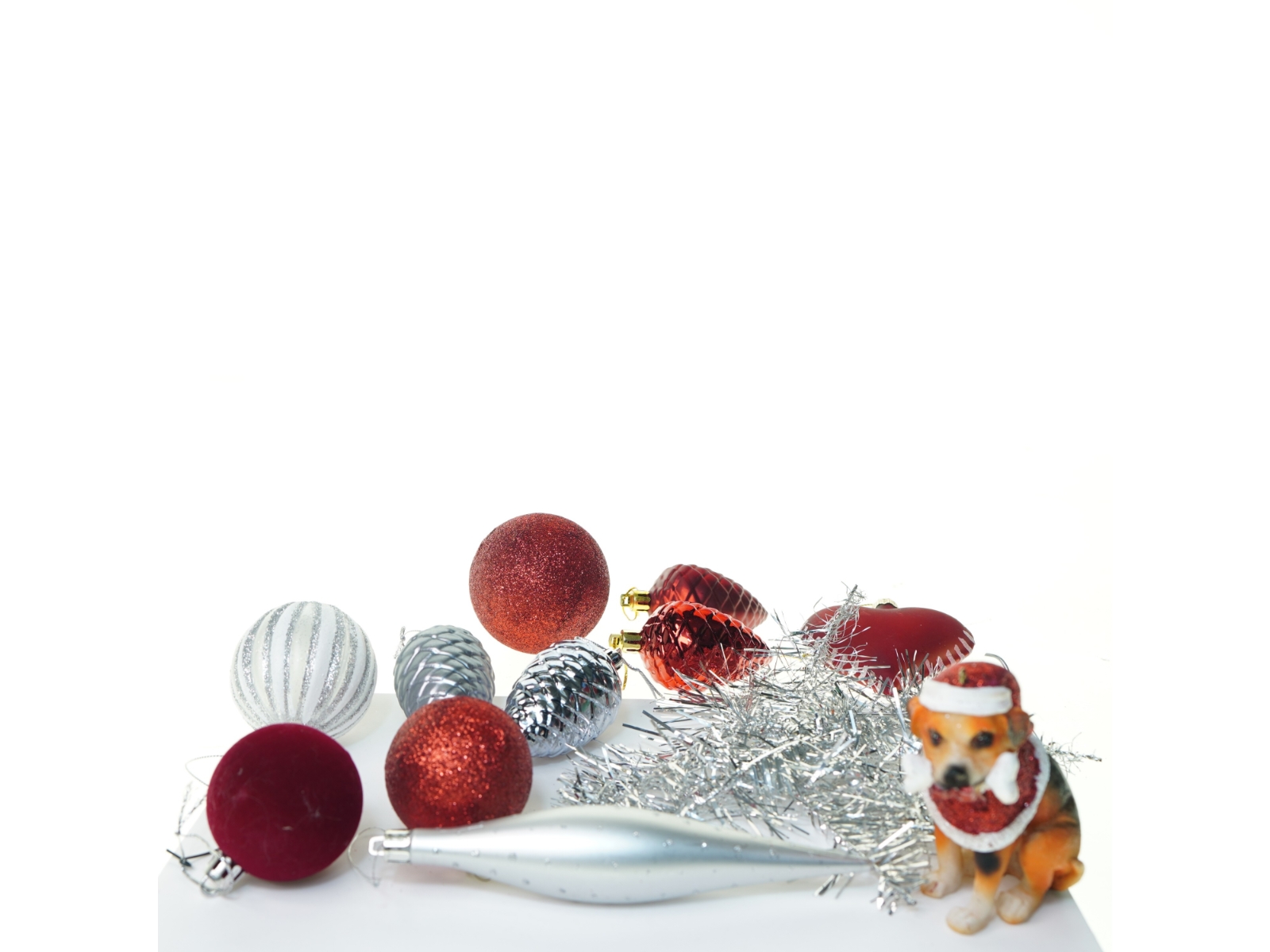 Julepynt, 12 julekugler mm (str. 20 cm)