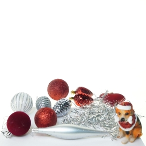 Julepynt, 12 julekugler mm (str. 20 cm)