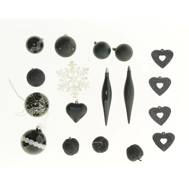 Retro og vintage smuk sort Julepynt (str. Blandede størrelser)