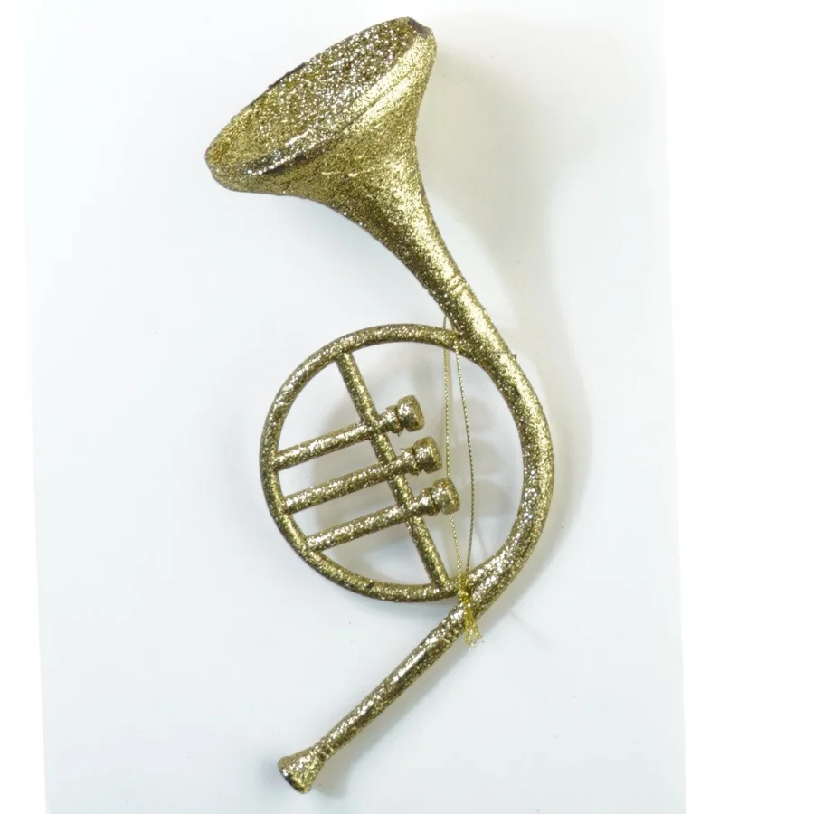 stor Trompet i guld , julepynt (str. 20 x 14 x 8 cm)