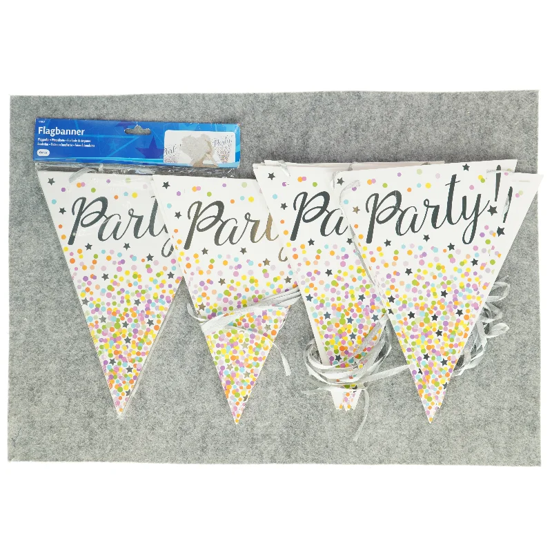 nye flagranker, festpynt, Banner med party (str. 30 x 22)
