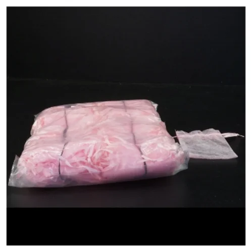 100 Små rosa smykkeposer eller risposer i chiffon (str. 8,5 x 6,5 cm)