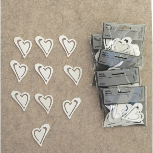 ubrugte Hjerter i hvidlakeret træ til dekoration fra Happy Moments (str. 6 x 4 cm)