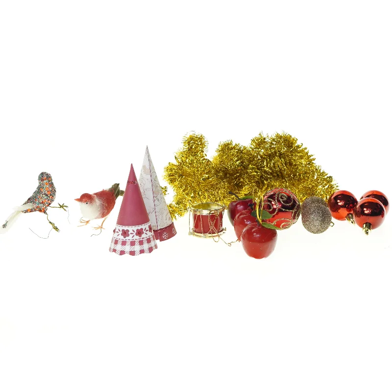 Vintage og retro smuk Julepynt bla fugl og tromme15 stk, julekugler (str. 20 cm)