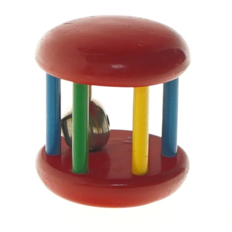Trærulle med klokke (str. 6 cm)