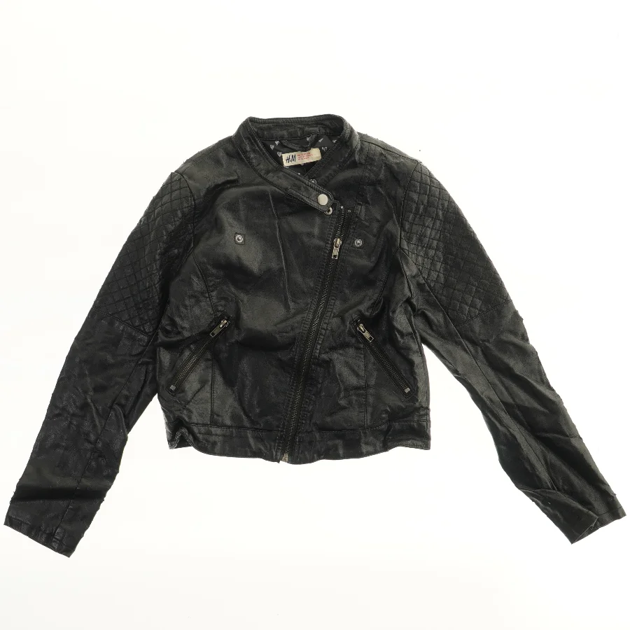 Sort jakke med lynlås fra H&M (str. 152)