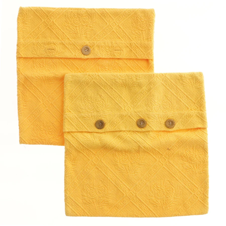 Gule pudevår med knapper (str. 2 styk, 38x38 cm)