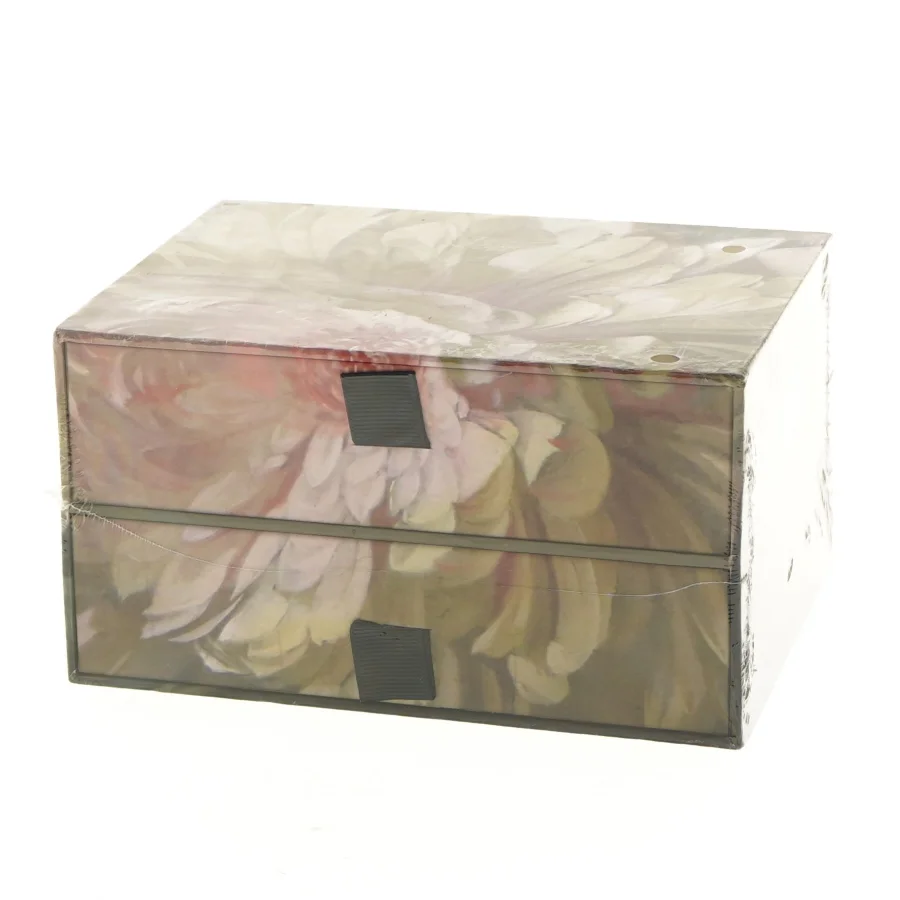 Opbevaringskasse med blomsterdesign fra Netto (str. 17,5x13x9,5 cm)