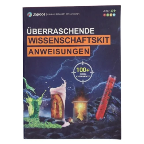 Sæt med mindre kemi-forsøg for børn. På tysk