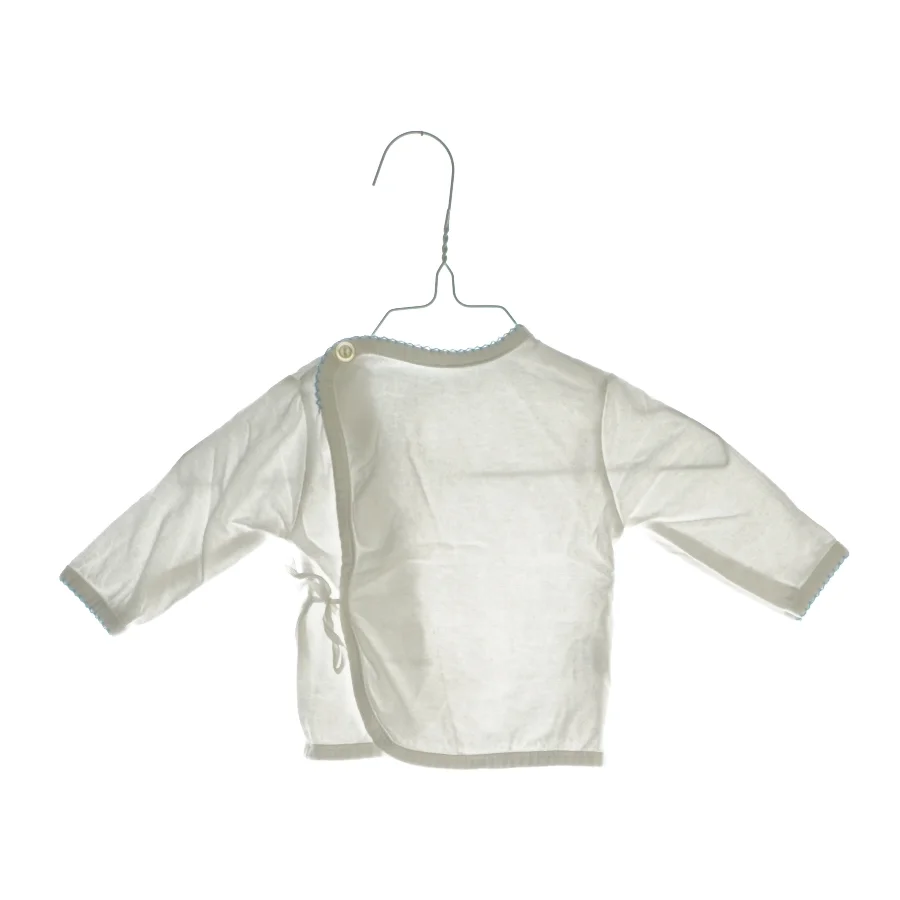 Langærmet bluse med blondekant (str. ca. 56)